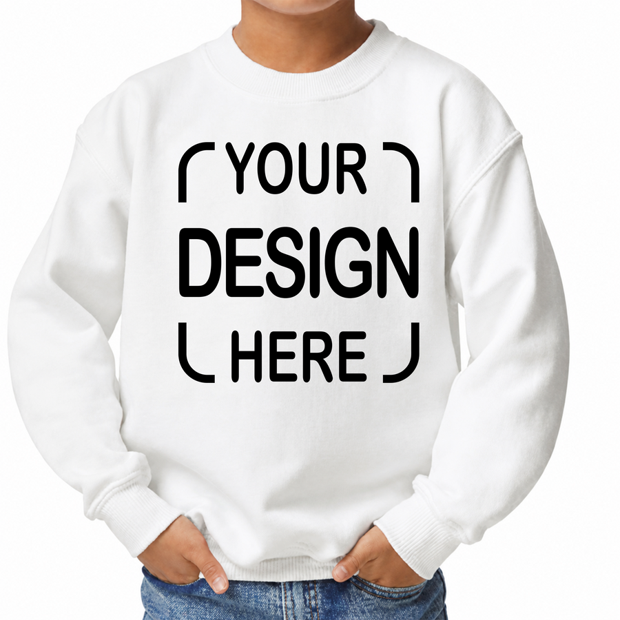 Custom Gildan® 18000B Youth Crewneck Sweatshirt with Full-Color DTF Print