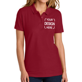 Custom Gildan Women's Pique Polo 64800L with Full Color DTF Print