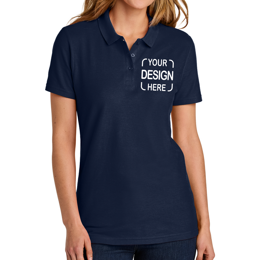 Custom Gildan Women's Pique Polo 64800L with Full Color DTF Print