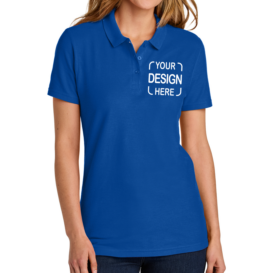 Custom Gildan Women's Pique Polo 64800L with Full Color DTF Print