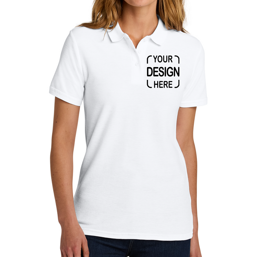 Custom Gildan Women's Pique Polo 64800L with Full Color DTF Print