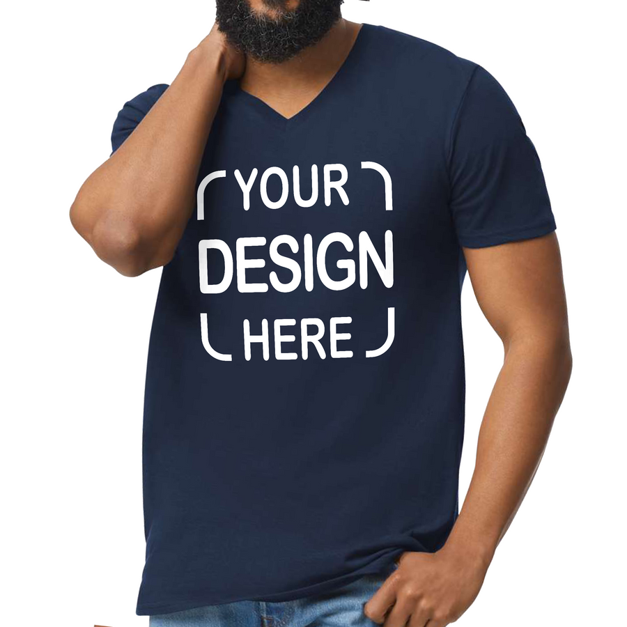 Custom Gildan® Adult V-Neck T-Shirt 64V00 with Full Color DTF Print