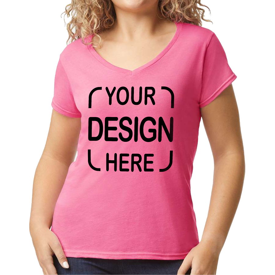 Custom Gildan® Women's V-Neck T-Shirt 64V00L with Full-Color DTF Print