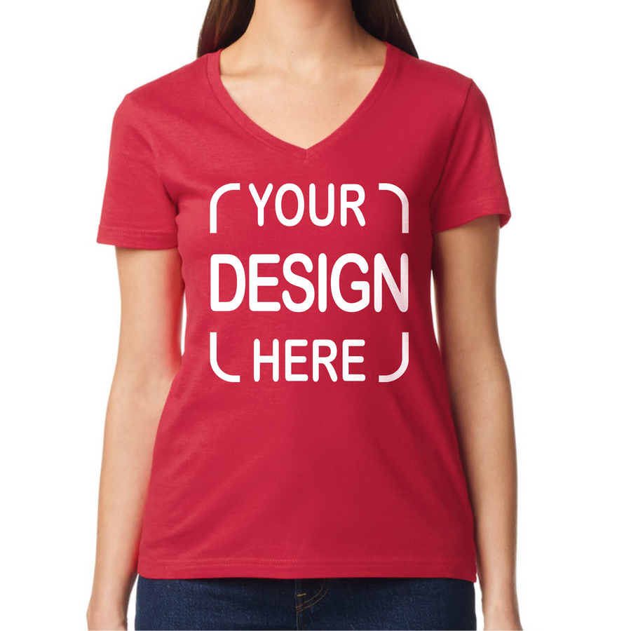 Custom Gildan® Women's V-Neck T-Shirt 64V00L with Full-Color DTF Print