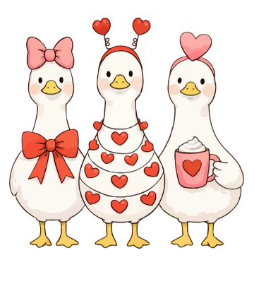 Lovely Valentine Goose DTF Transfers Ready to Press